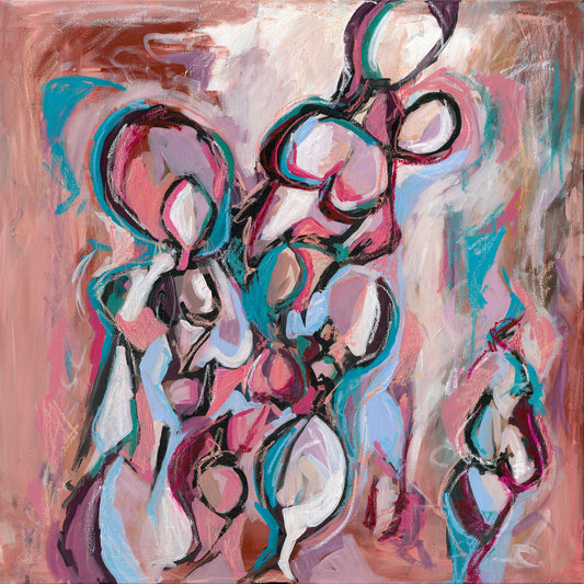 "Figures in Pink & Blue #2" Fine Art Print