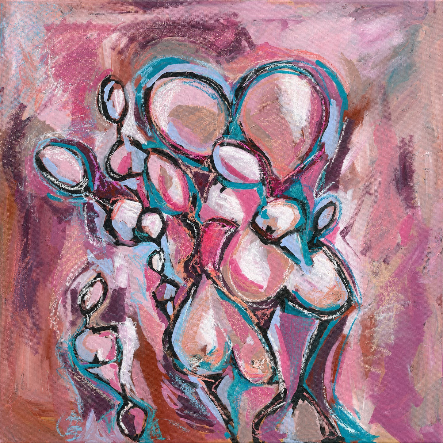 "Figures in Pink & Blue #1" Fine Art Print